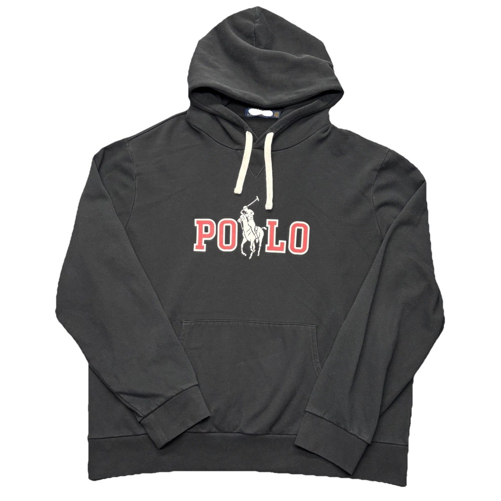 Polo Ralph Lauren Men's XL Big Pony Cotton Blend Graphic Hoodie Black